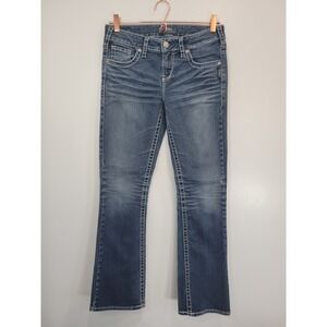 Silver Jeans Co Aiko Bootcut Jeans Women Size 28x31 Med Wash Embellished Pockets